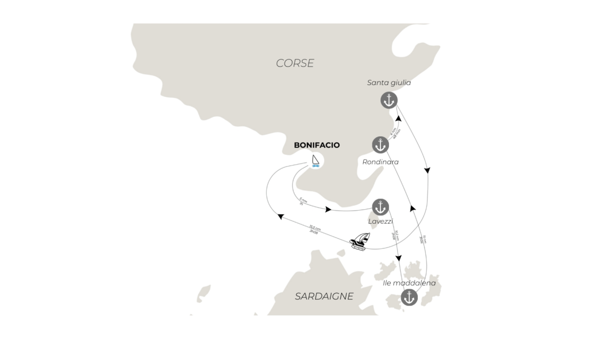 Corsica & Sardinia Map